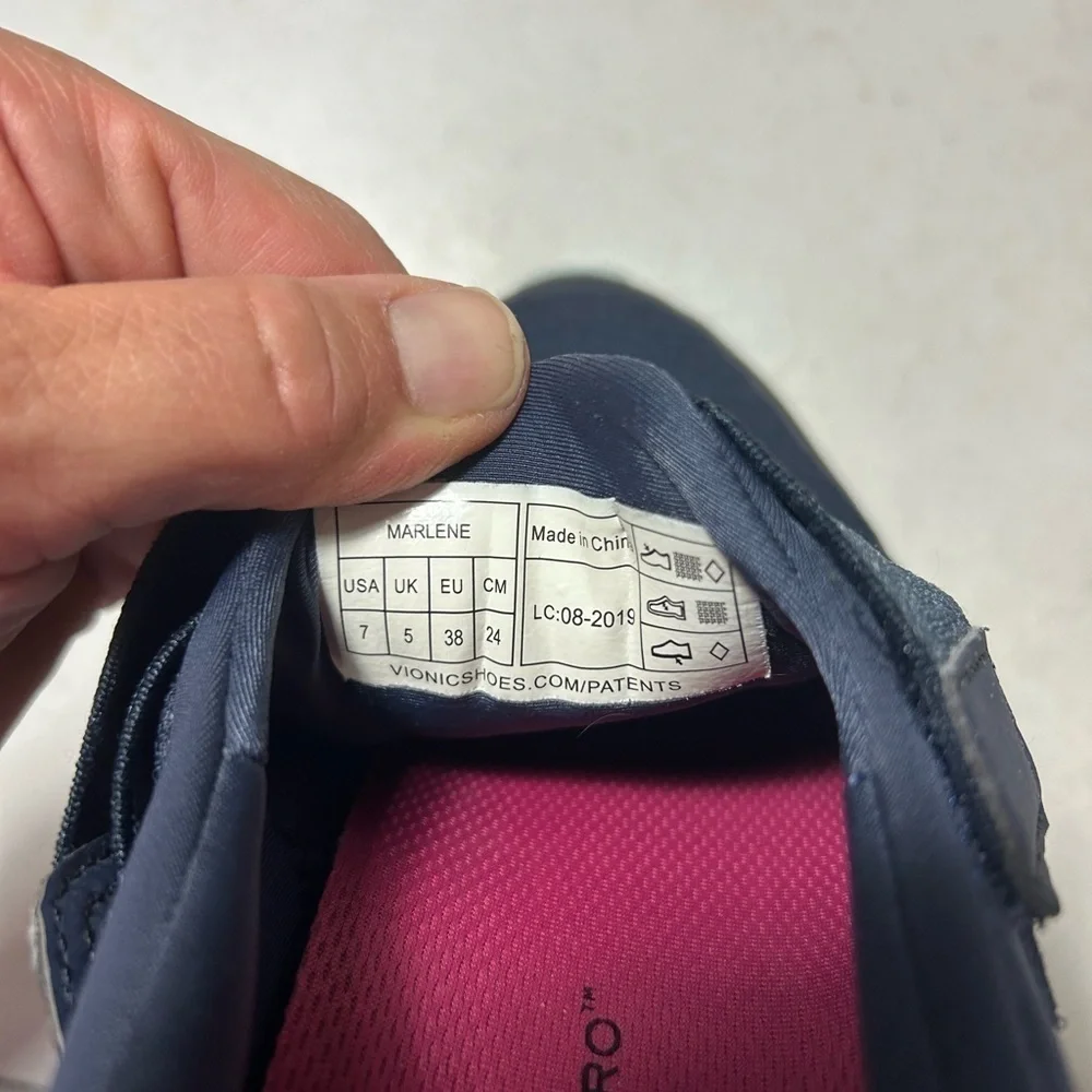 VIONIC Women’s PRO /VIO GRIP MARLENE EASY HOOK & LOOP CLOSURE SIZE 7 Navy